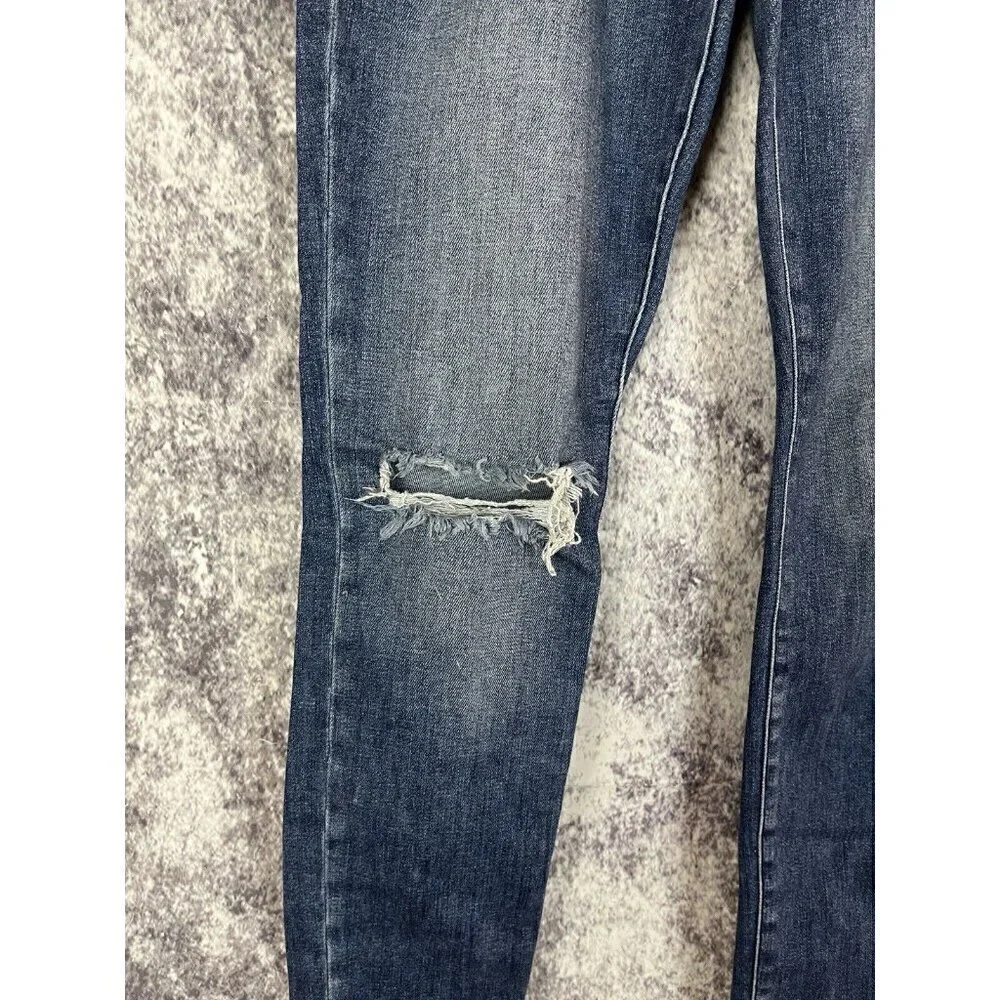 Frame Jeans Womens 30 Blue Distressed‎ Denim Le High Skinny Sleek Boho Indie Art